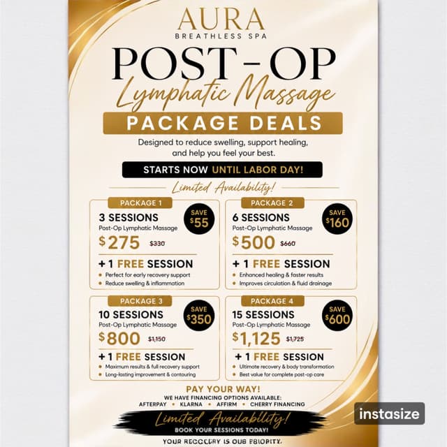 Post Op Package of 6 + 1 at Aura Breathless Spa in Farmington, MI