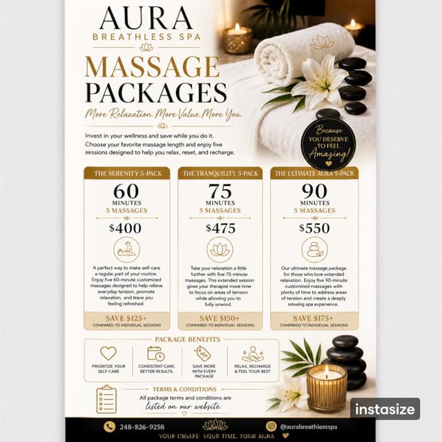 The Serenity 5-Pack at Aura Breathless Spa in Farmington, MI